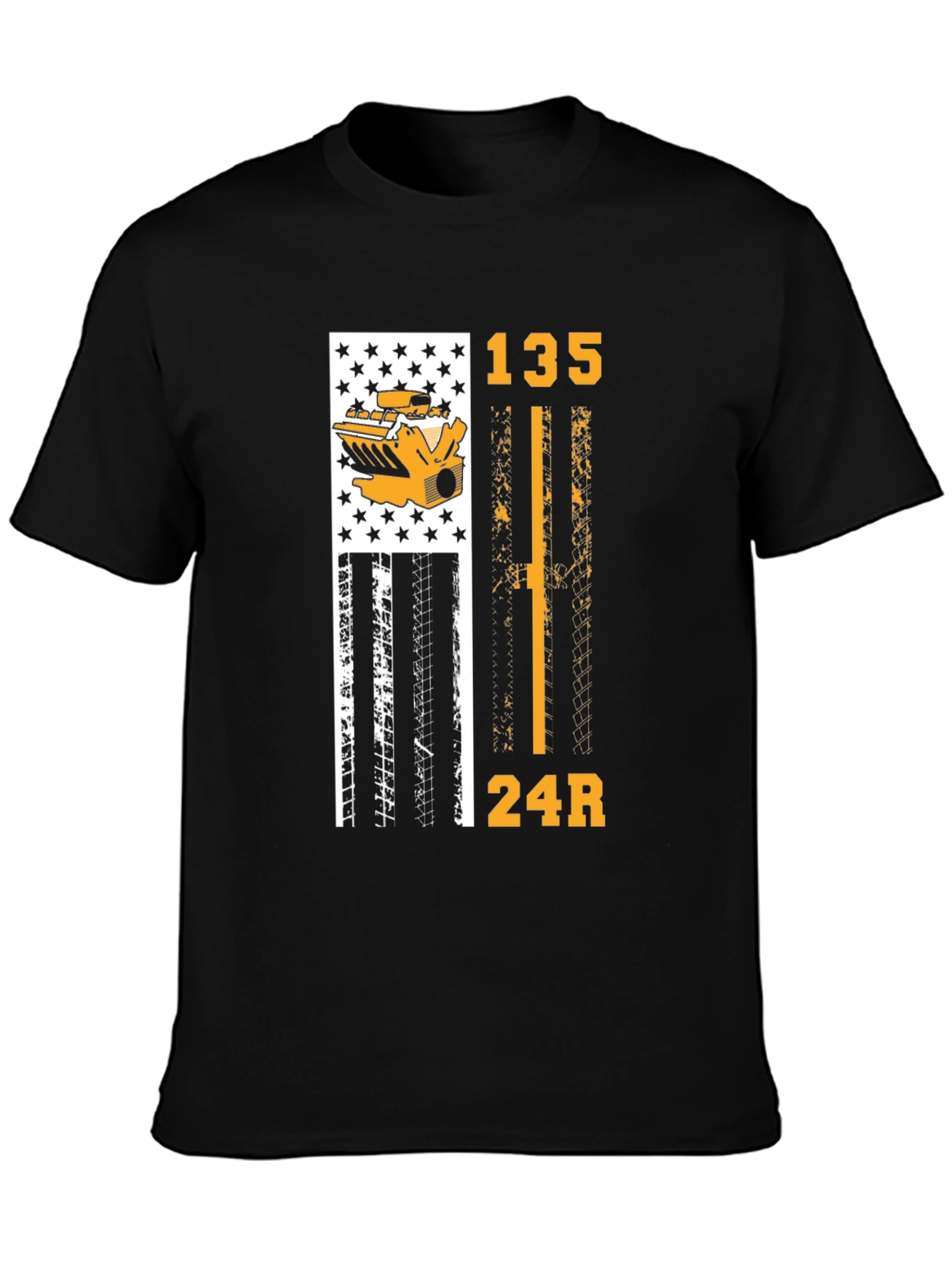 Black Gear Shift Pattern T-Shirt - Black Mechanic Tee view 3