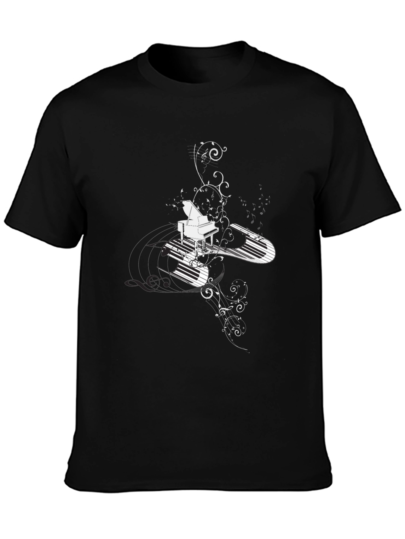 Black Piano Keys Graphic Tee - Black Cotton Blend view 3