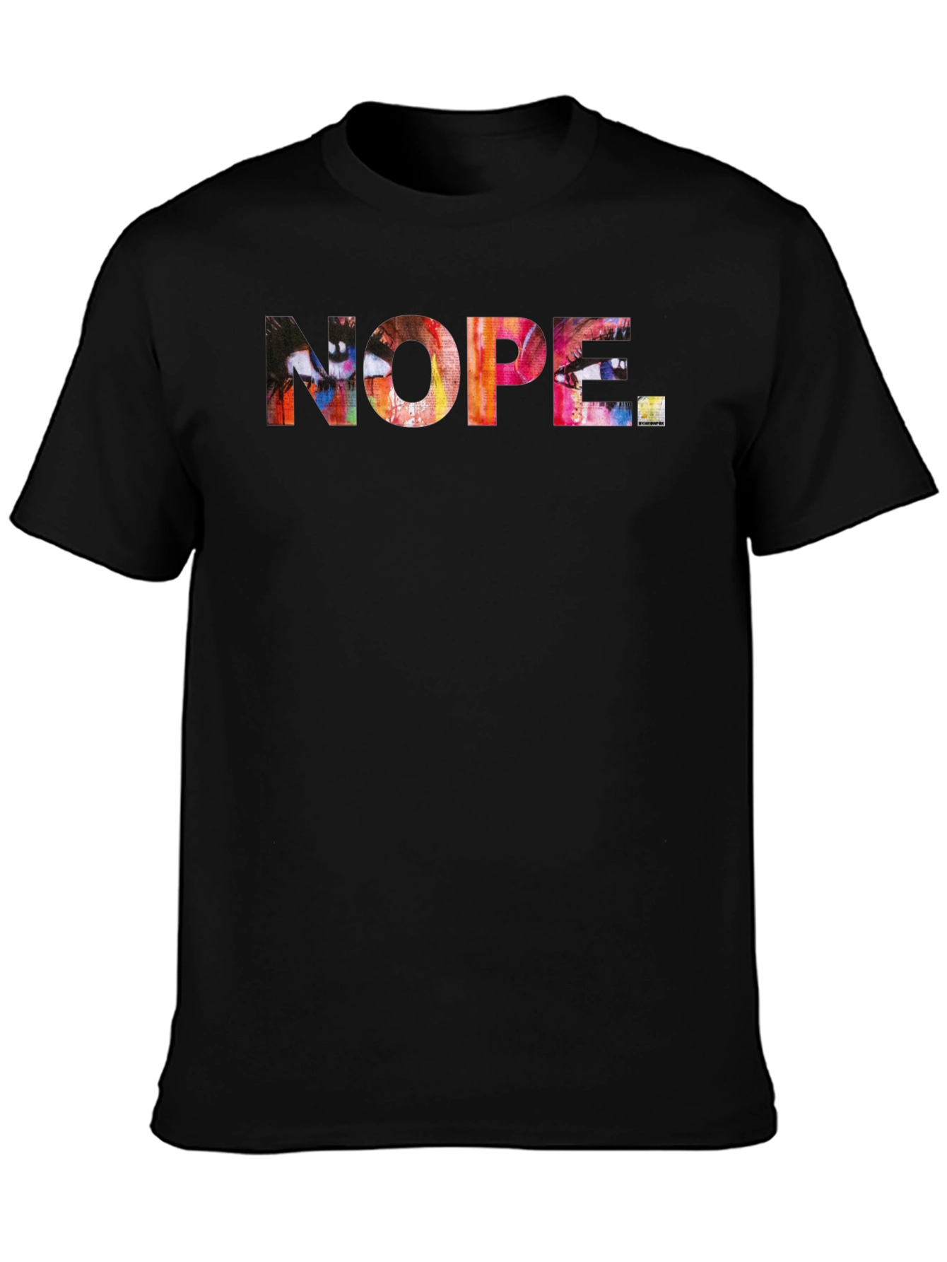 Black Nope Graphic Tee - Artistic Eye Design, Soft Cotton Blend view 3