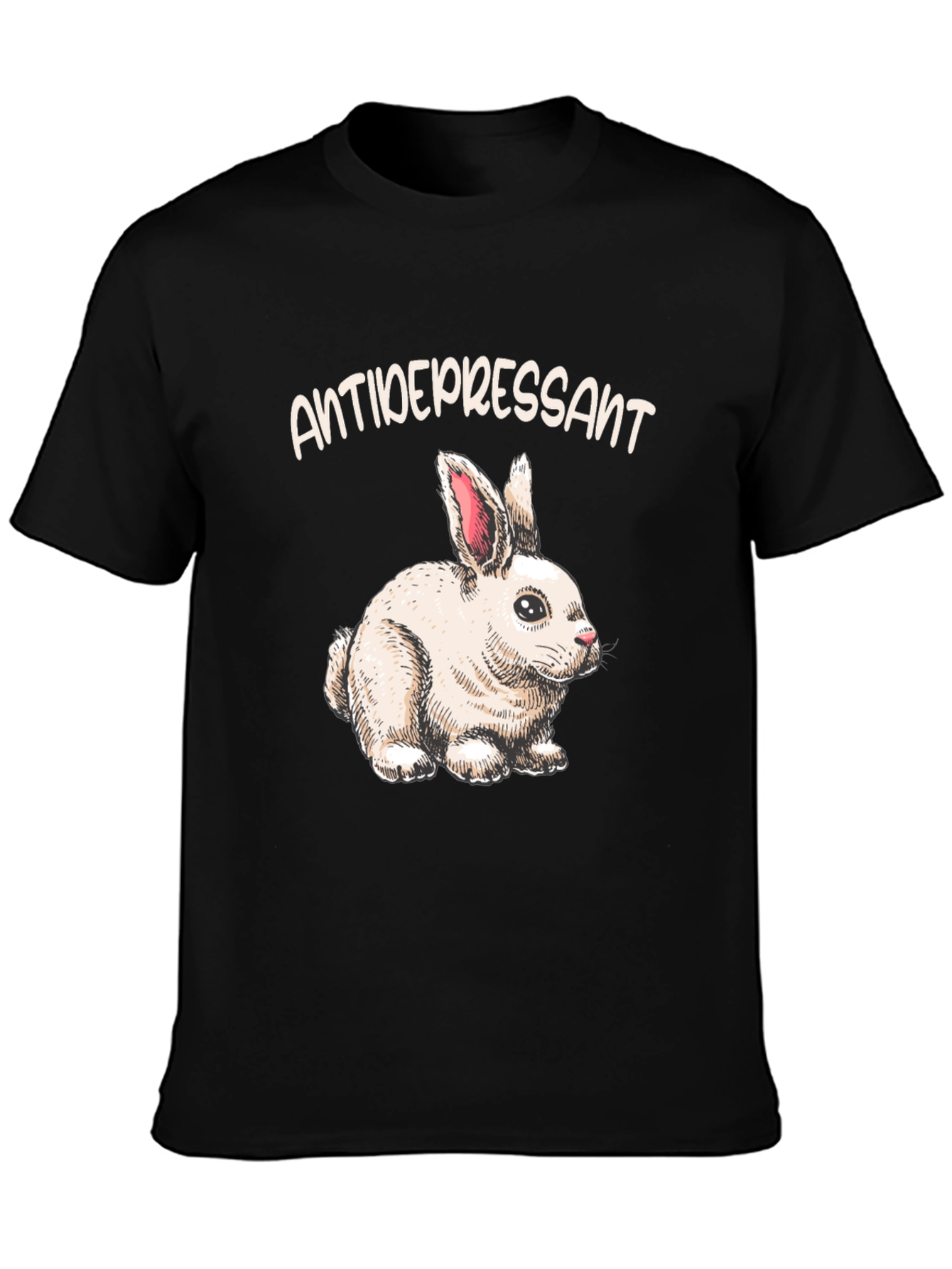 Black Antidepressant Bunny T-Shirt view 3