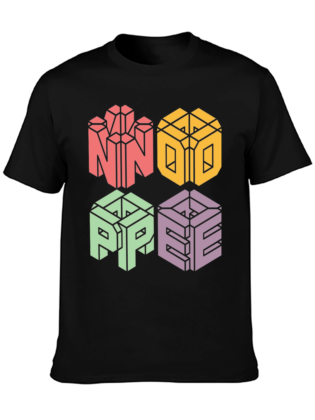 Black Novelty NOPE 3D Graphic Print T-Shirt view 3