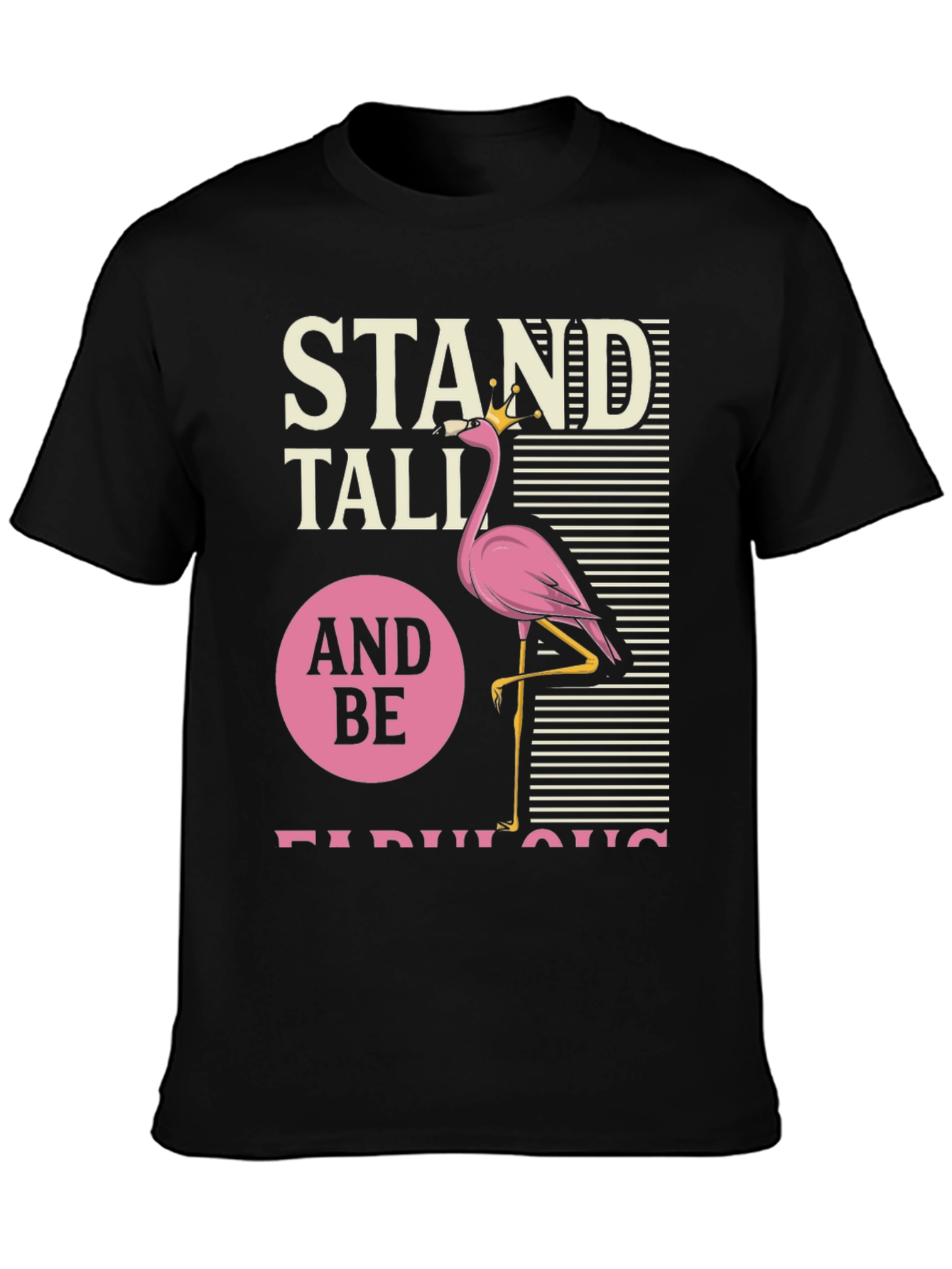Black Stand Tall Flamingo T-Shirt view 3