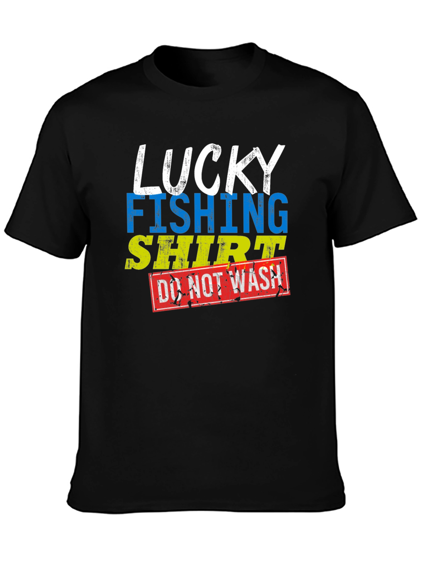 Black Lucky Fishing Shirt - Novelty Graphic Tee view 3