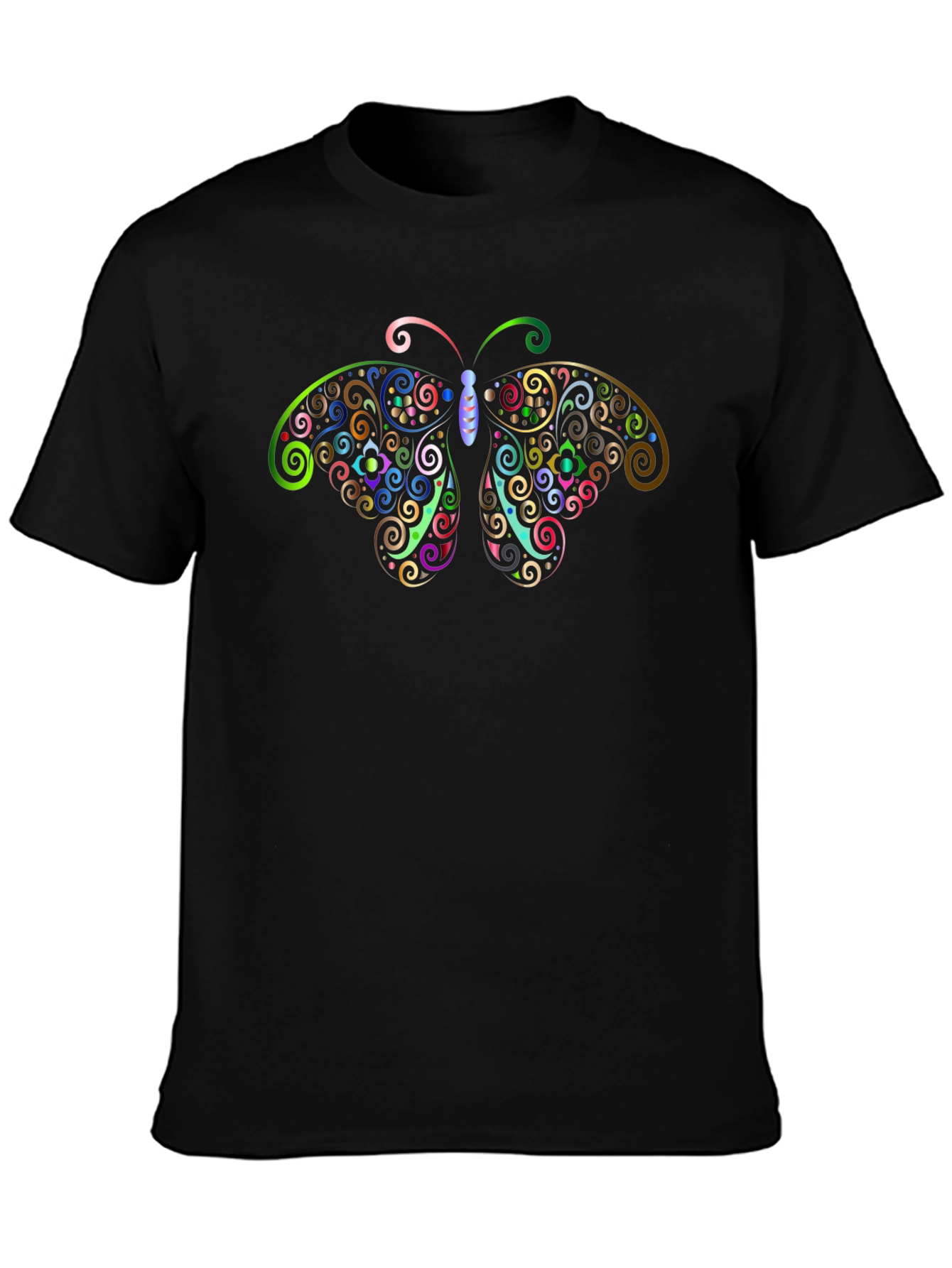 Black Butterfly Swirls Graphic Tee - Men's Black T-Shirt view 3