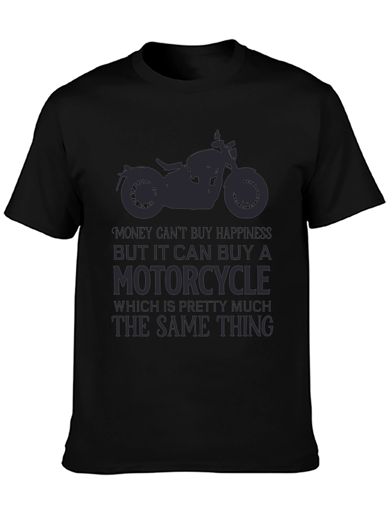 Black Motorcycle Graphic T-Shirt - Happiness Guarantee view 3