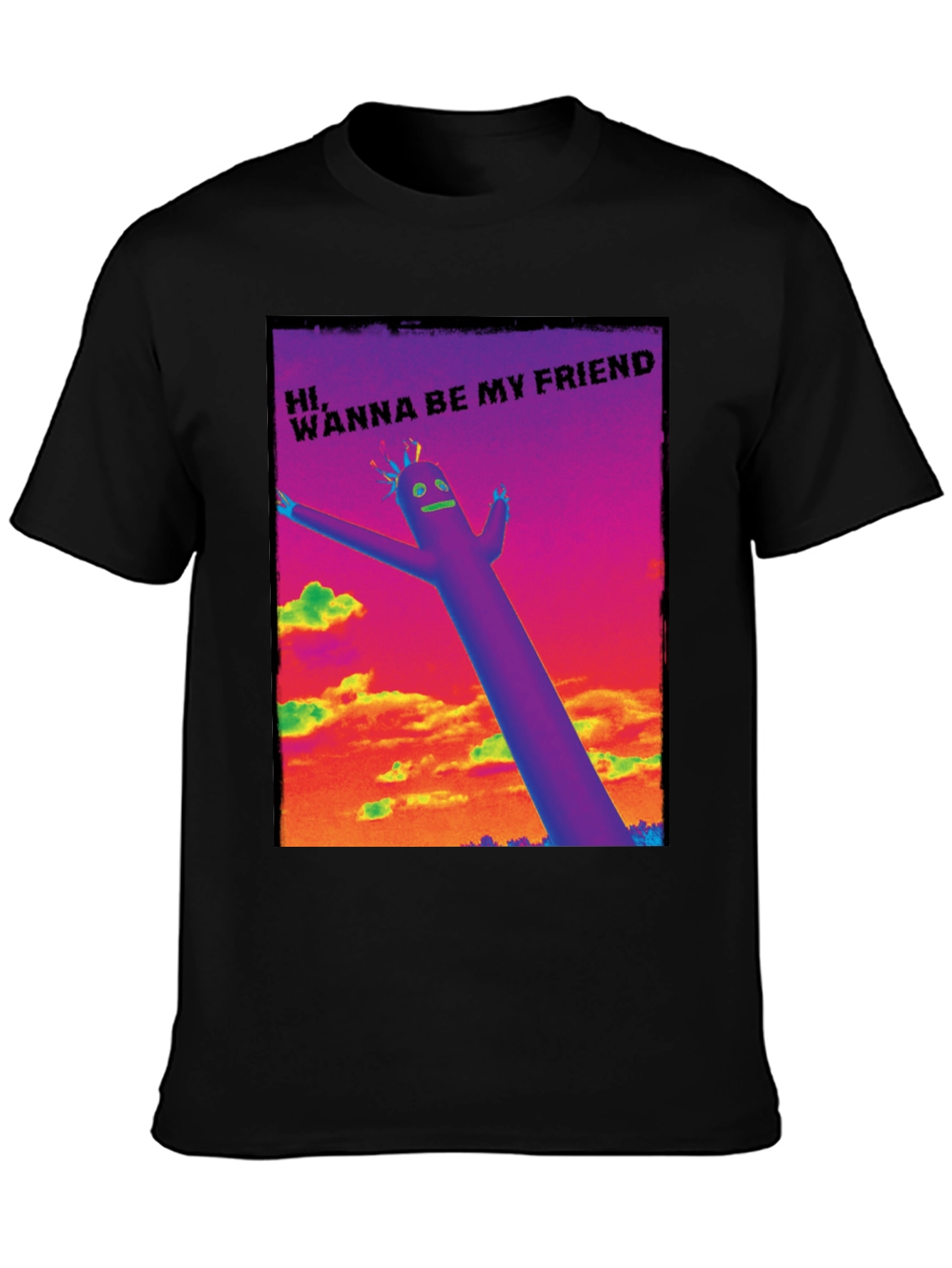 Black Wacky Waving Inflatable Arm Flailing Tube Man T-Shirt view 3