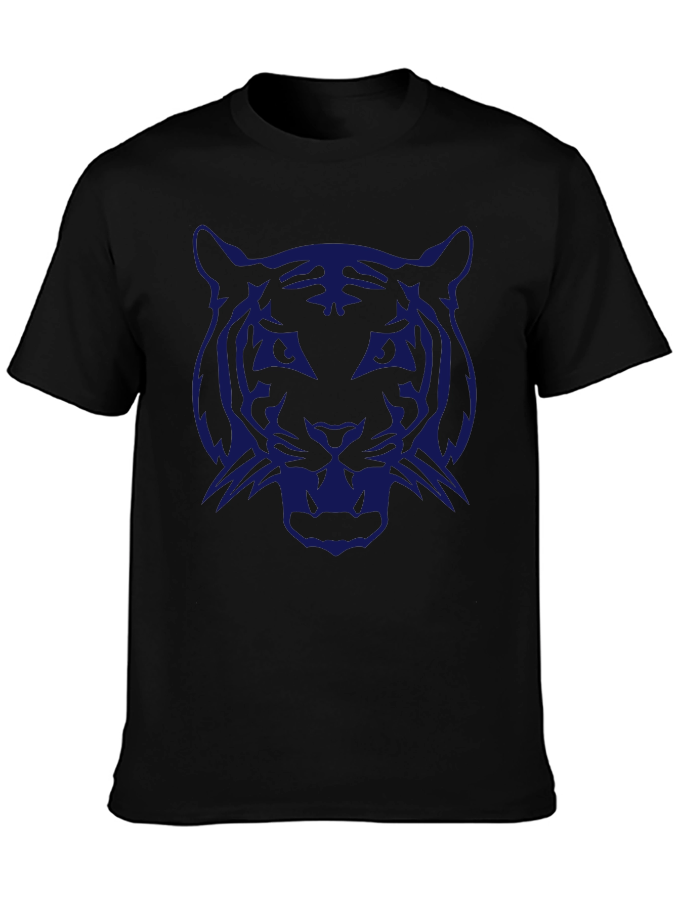Black Men's Black T-Shirt with Bold Tiger Graphic view 3