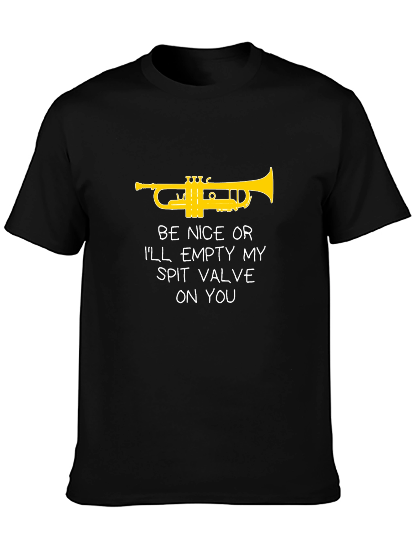 Black Funny Trumpet T-Shirt - Spit Valve Warning view 3