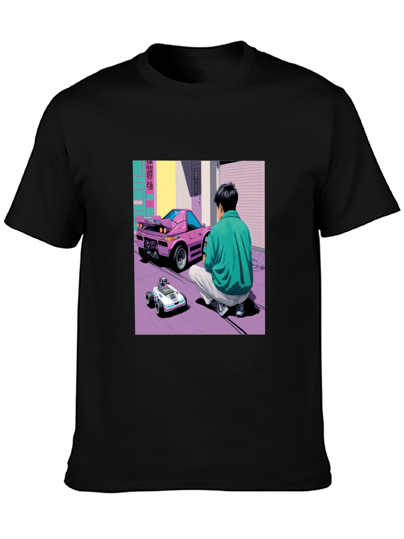 Black Retro Car Graphic T-Shirt - Black view 3