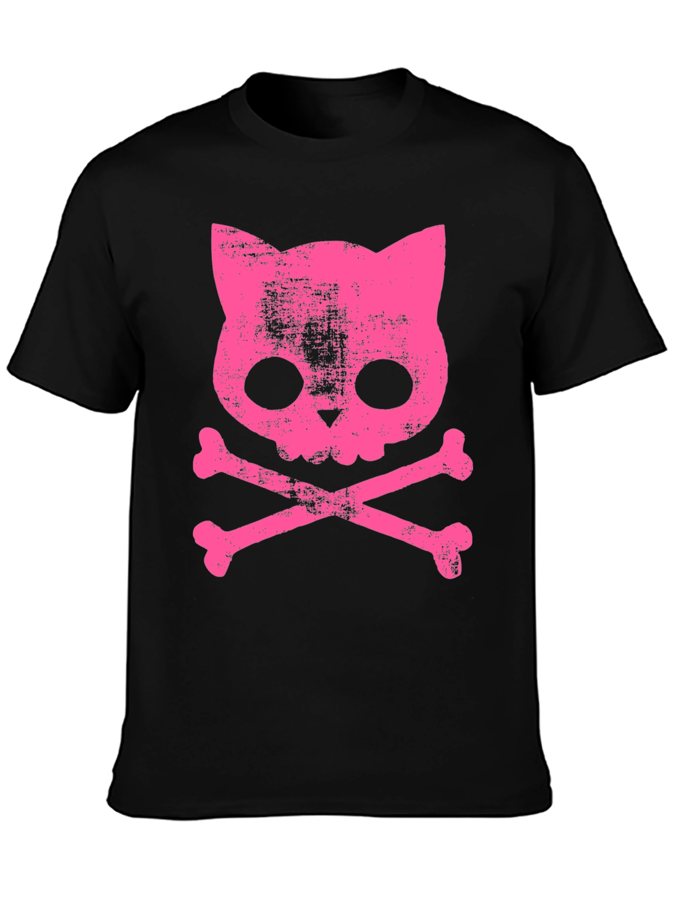 Black Cat Skull Bones Graphic T-Shirt view 3