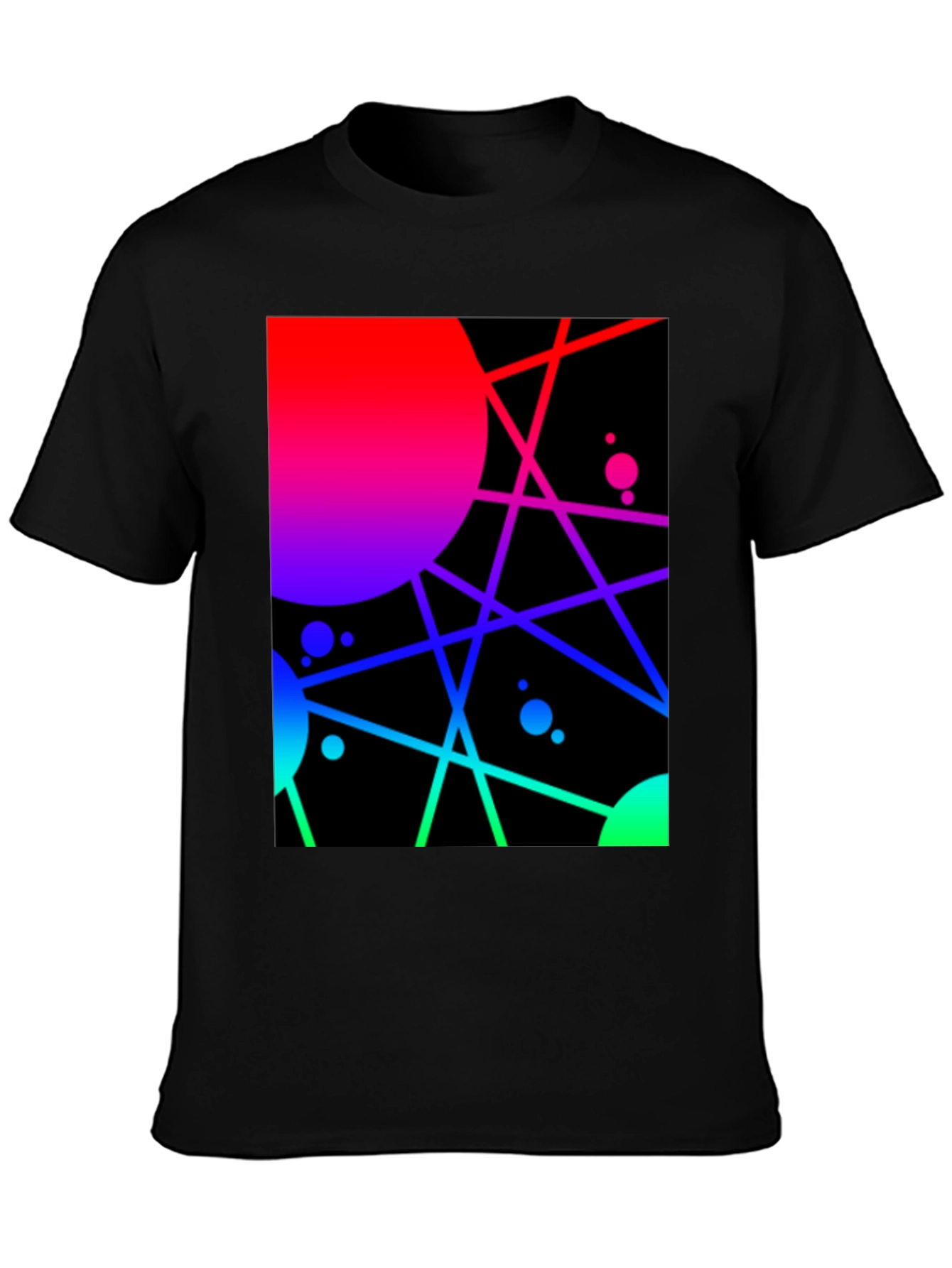 Black Abstract Geometric Graphic Tee - Vibrant Design view 3