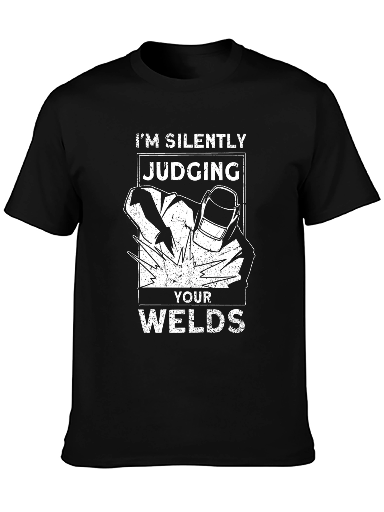 Black Welder Humor T-Shirt - Judging Your Welds view 3