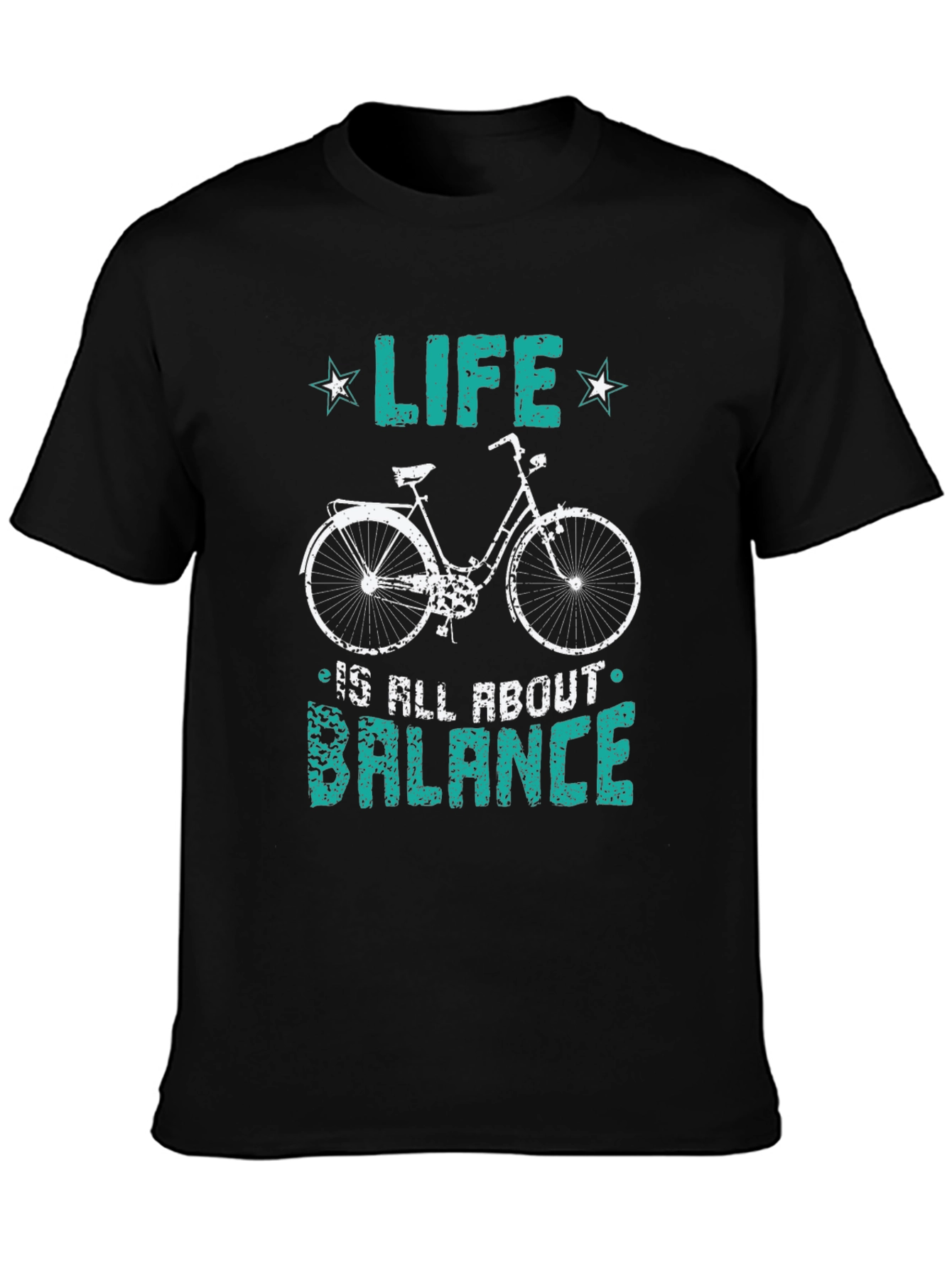 Black Life Balance Bicycle Graphic T-Shirt view 3