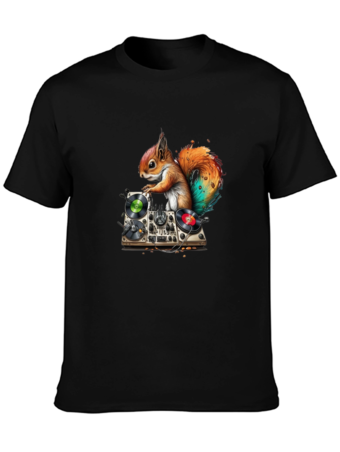 Black DJ Squirrel Graphic Tee - Party Animal view 3