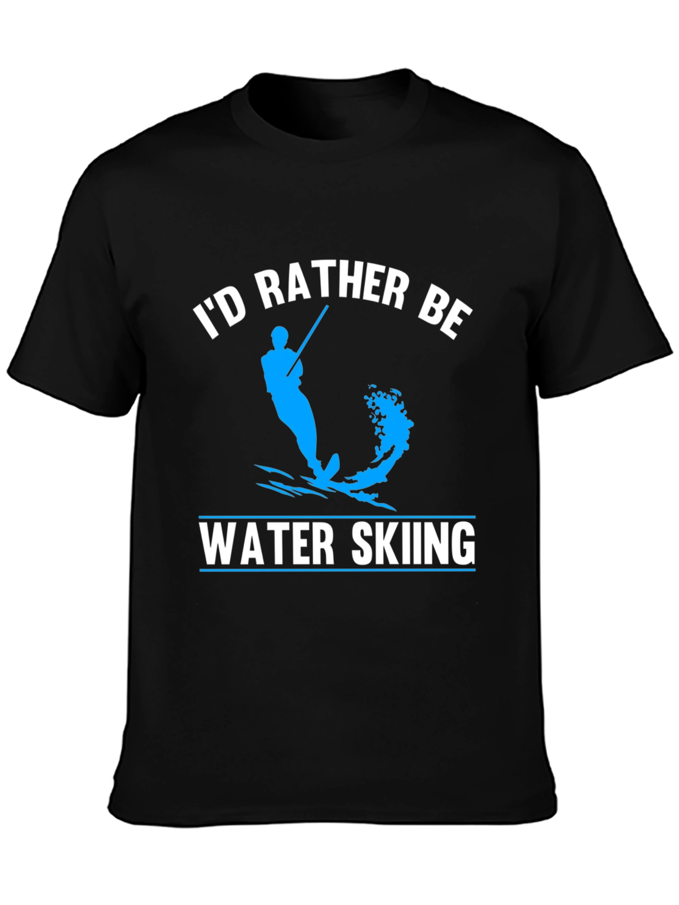 Black I'd Rather Be Water Skiing Graphic T-Shirt view 3