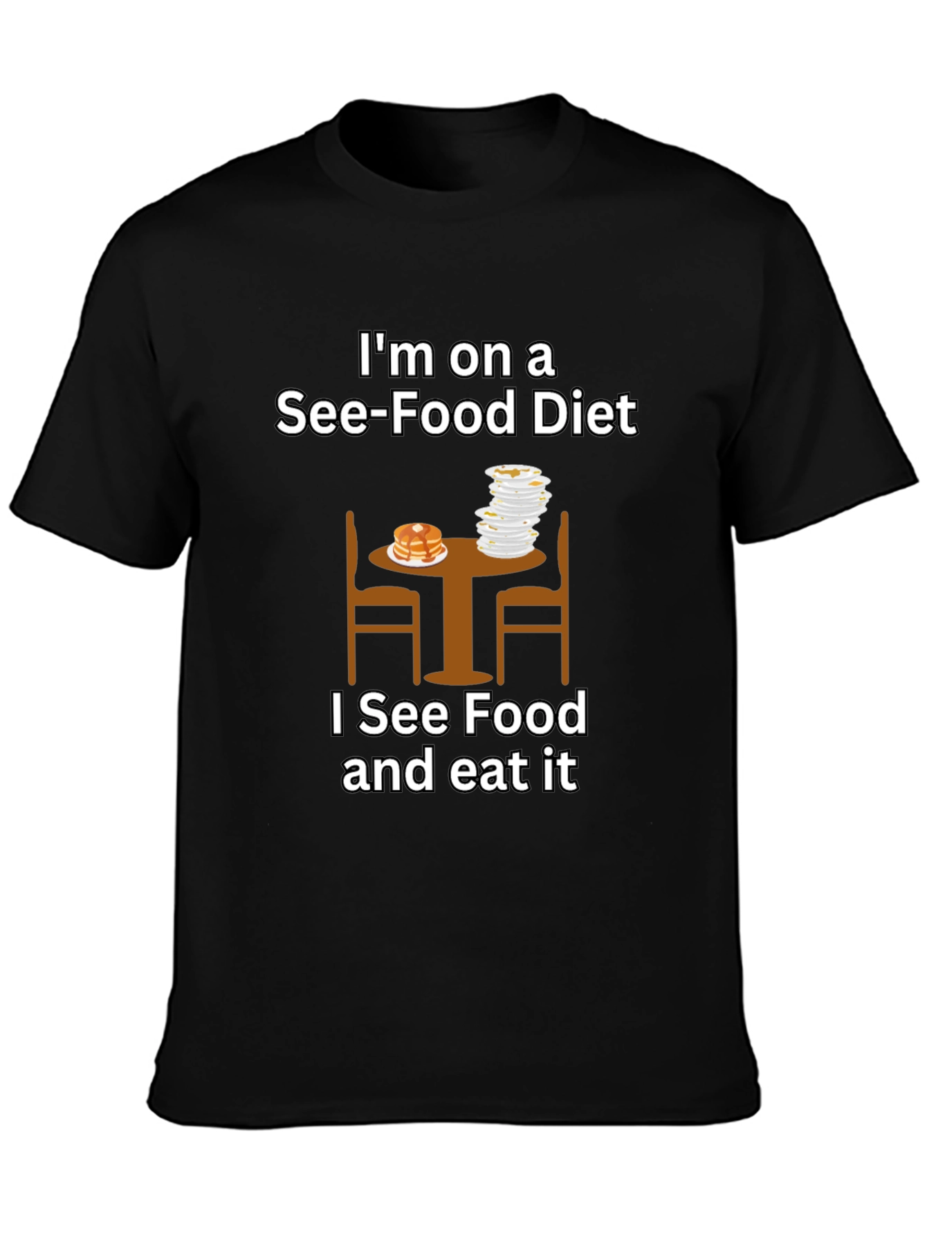 Black See-Food Diet T-Shirt - Funny Foodie Apparel view 3