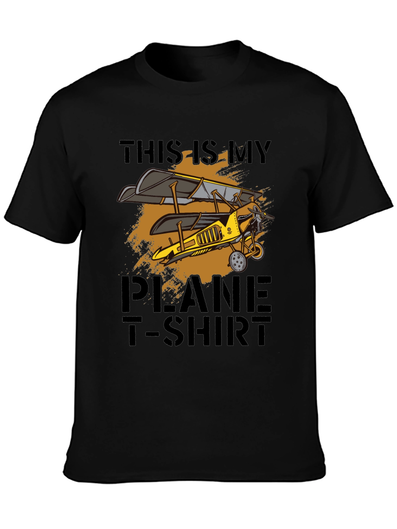 Black Vintage Biplane T-Shirt - Airplane Lover Gift view 3