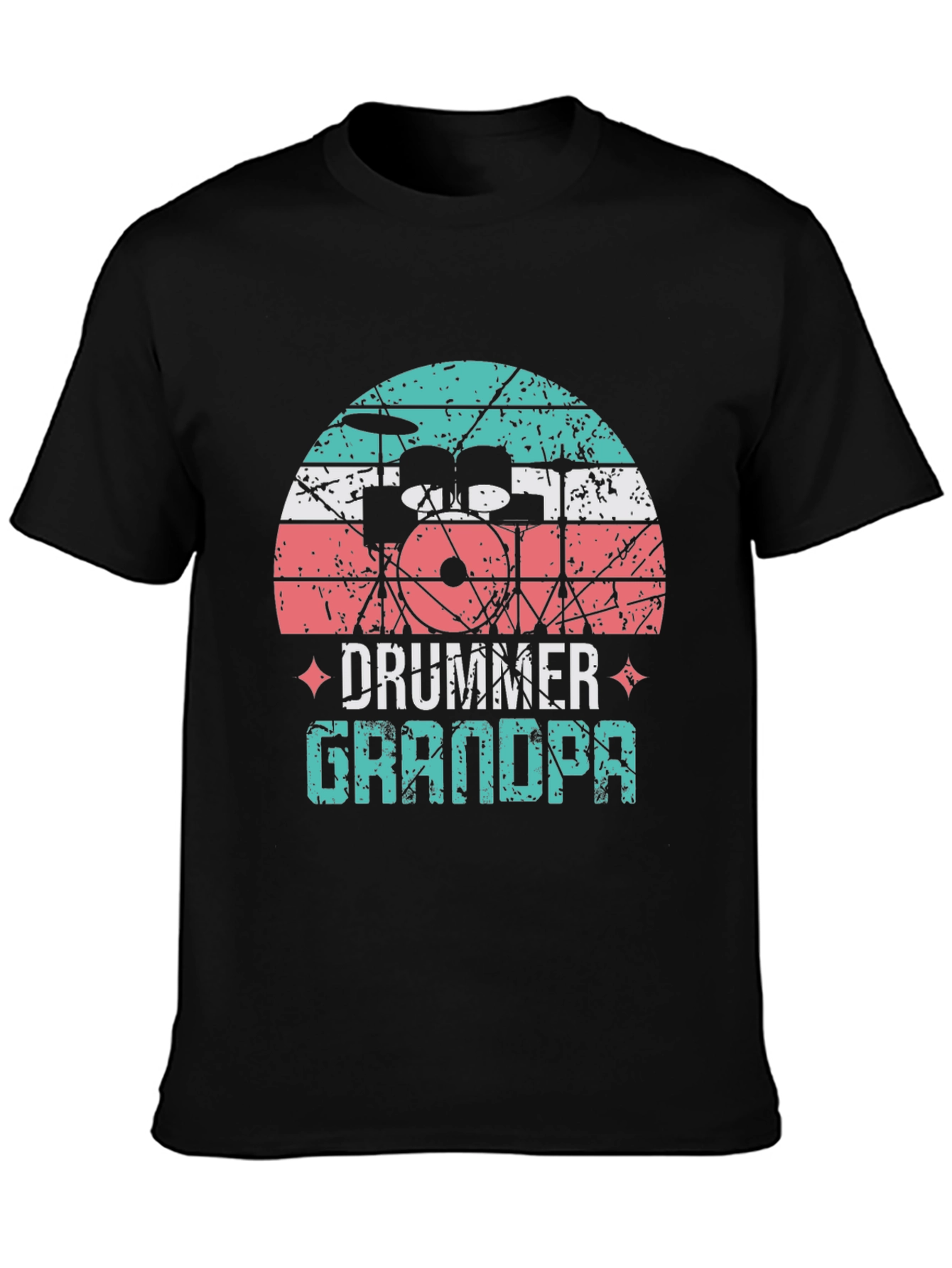 Black Drummer Grandpa T-Shirt - Music Lover Grandfather Tee view 3