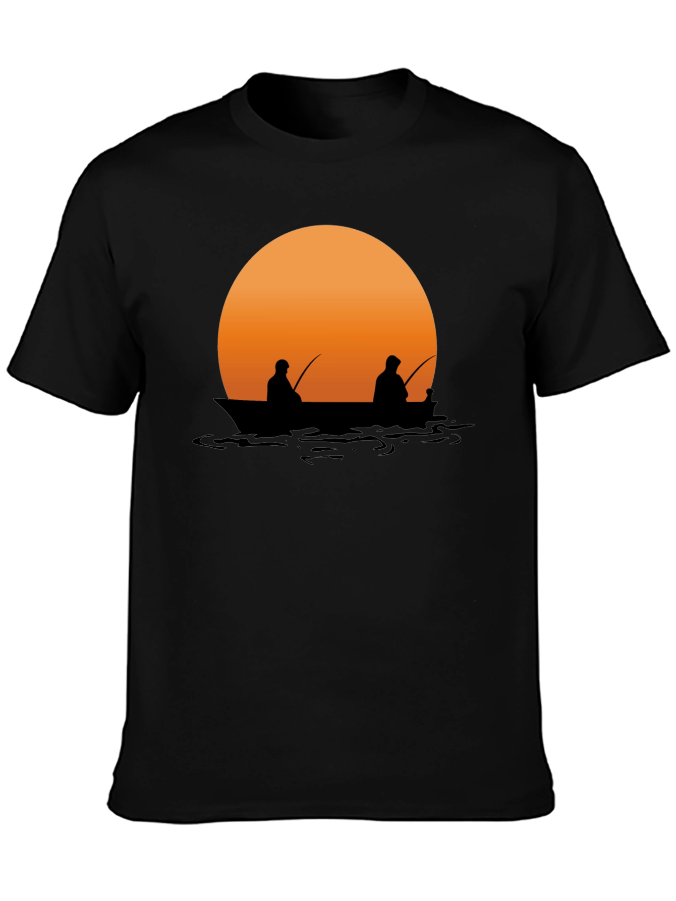 Black Sunset Fishing Graphic Tee - Relaxed Comfort view 3