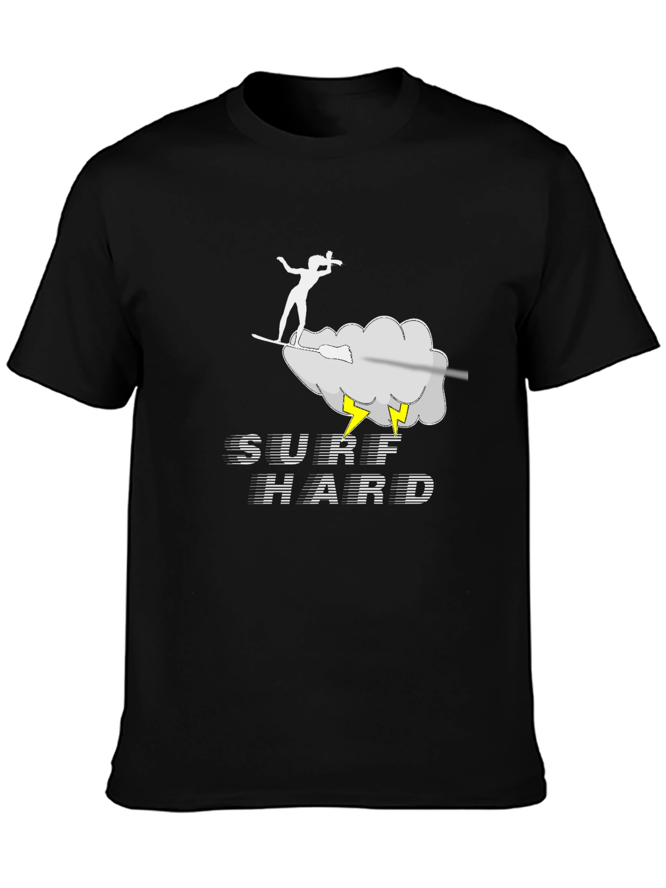 Black Surf Hard T-Shirt - Black Cotton Graphic Tee view 3