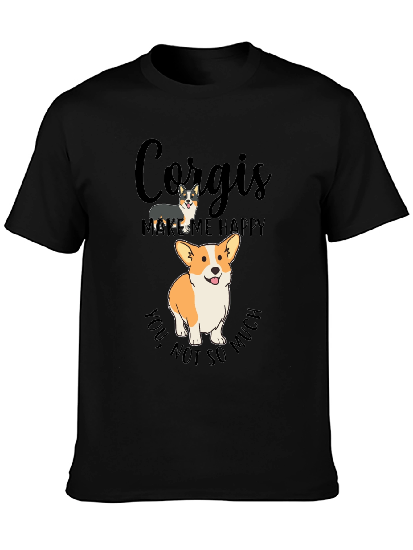 Black Corgi Lover T-Shirt - Makes Me Happy Tee view 3