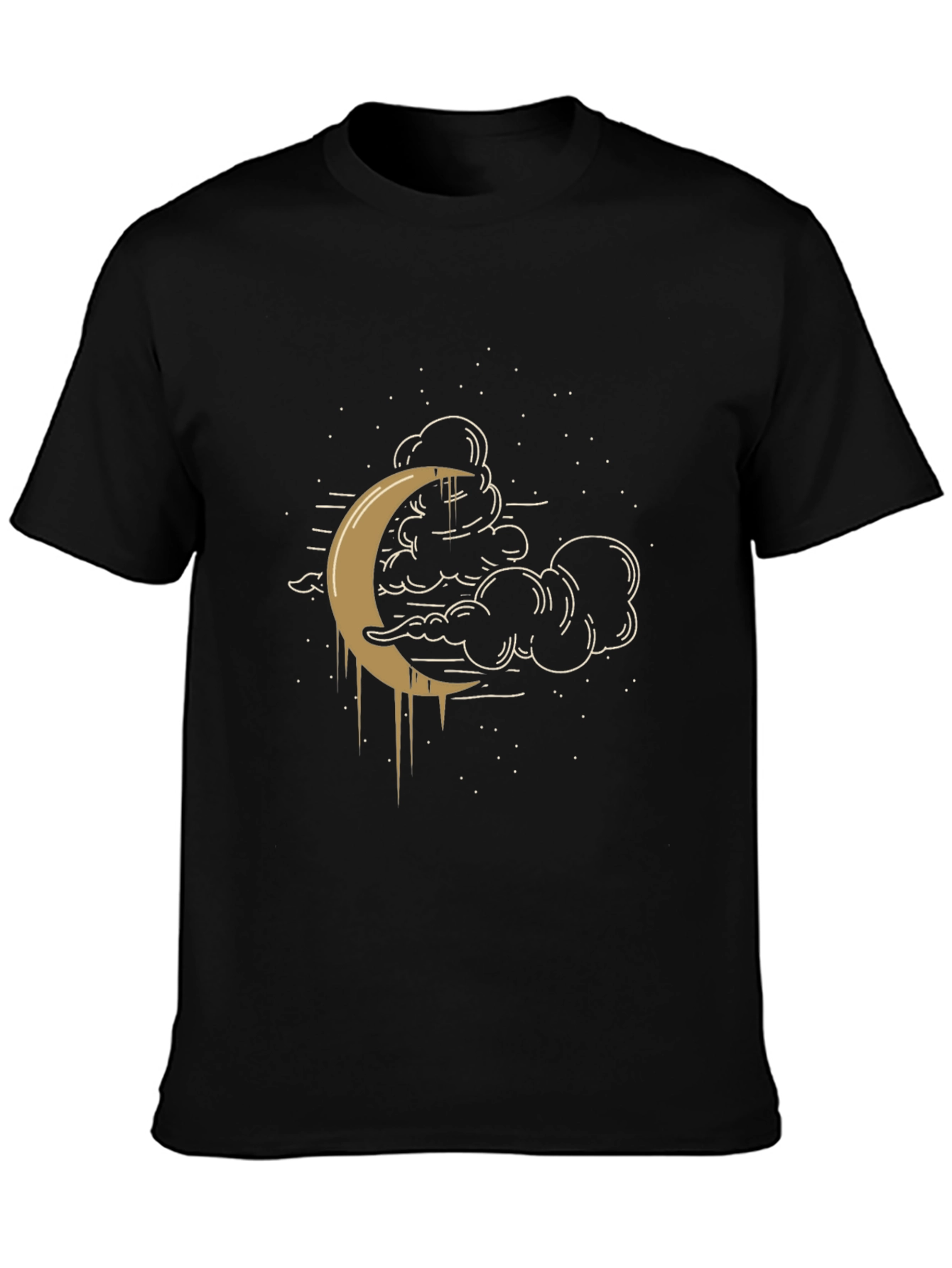 Black Celestial Crescent Moon Graphic Tee - Black view 3