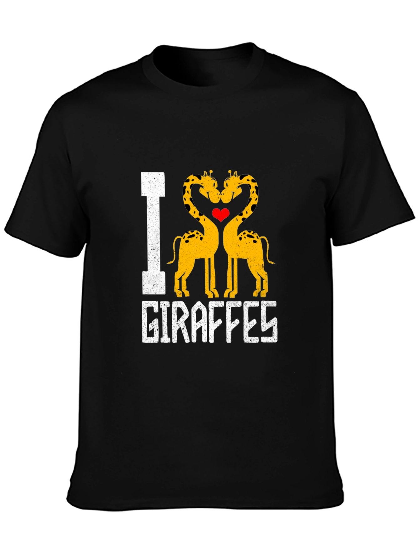 Black I Heart Giraffes Graphic T-Shirt Black Cotton Blend view 3