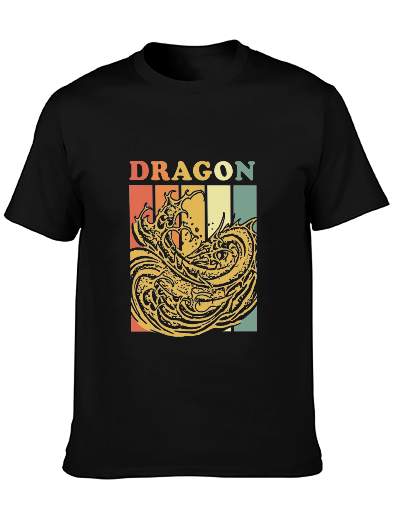 Black Retro Dragon Graphic T-Shirt - Vintage Style Tee view 3