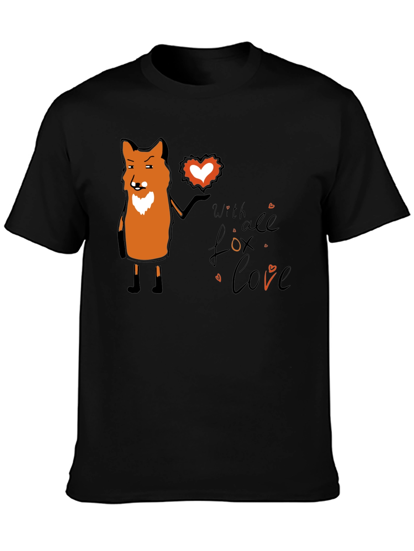 Black Fox With All My Love Black T-Shirt view 3