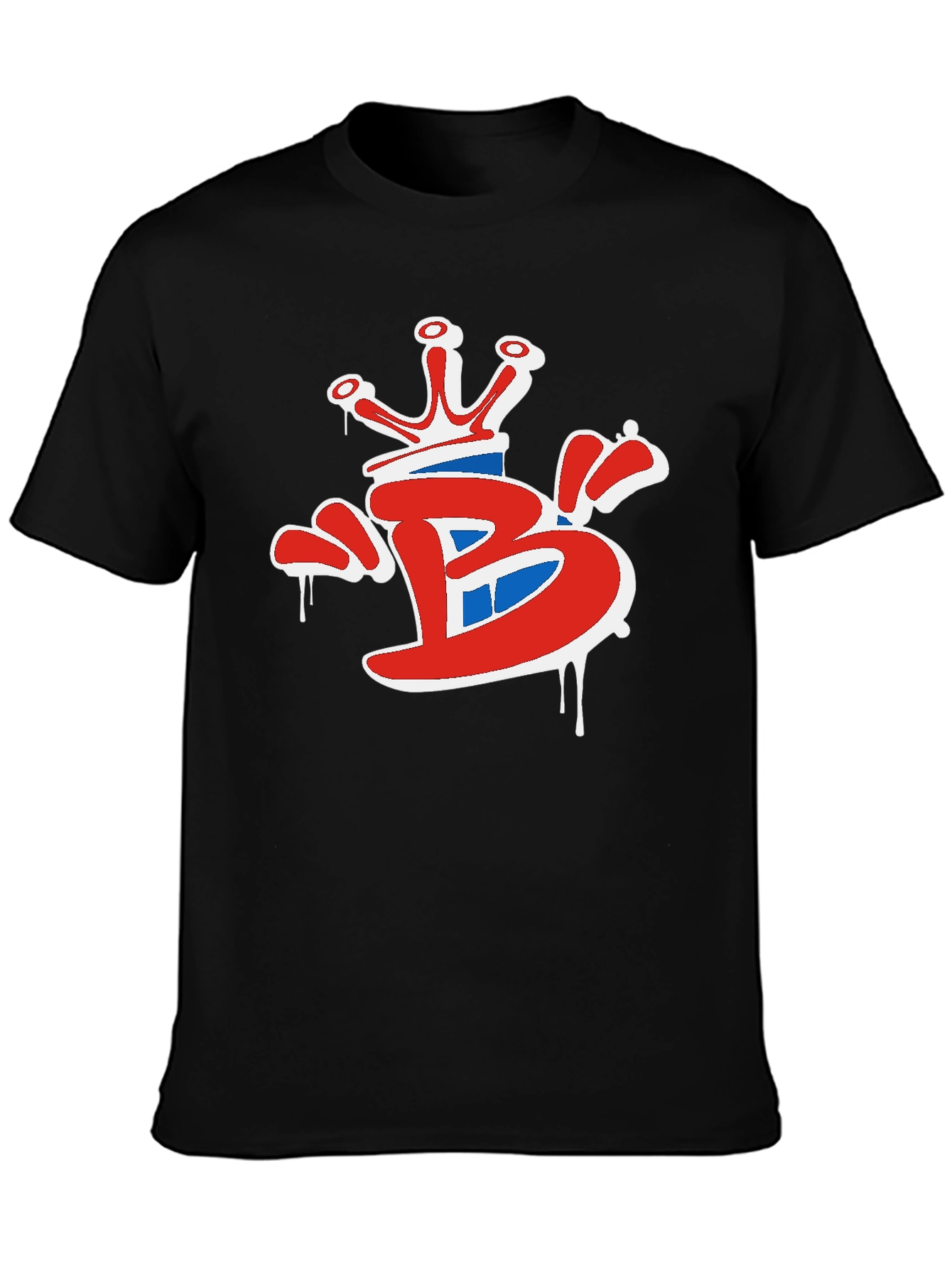Black Crown 'B' Graphic Tee - Stylish Black Cotton T-Shirt view 3