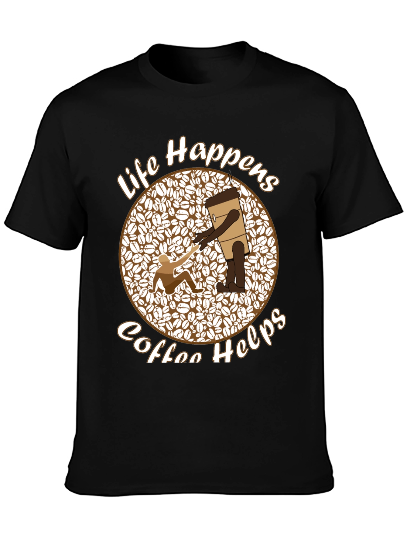 Black Life Happens Coffee Helps Graphic Tee view 3