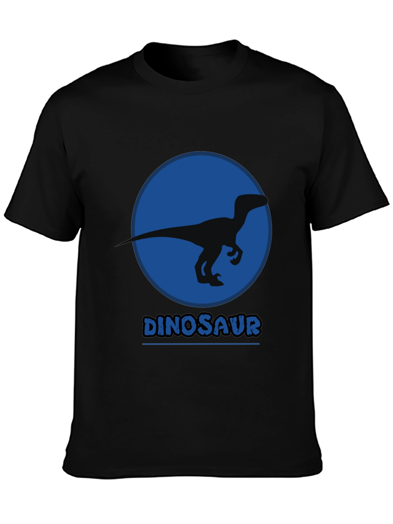 Black Dinosaur Silhouette Graphic Print Black T-Shirt view 3