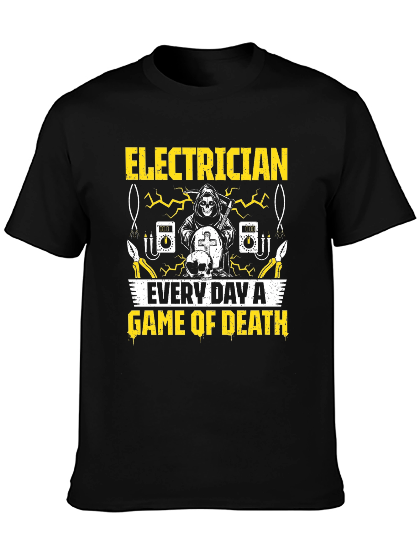 Black Electrician Game of Death Black T-Shirt view 3