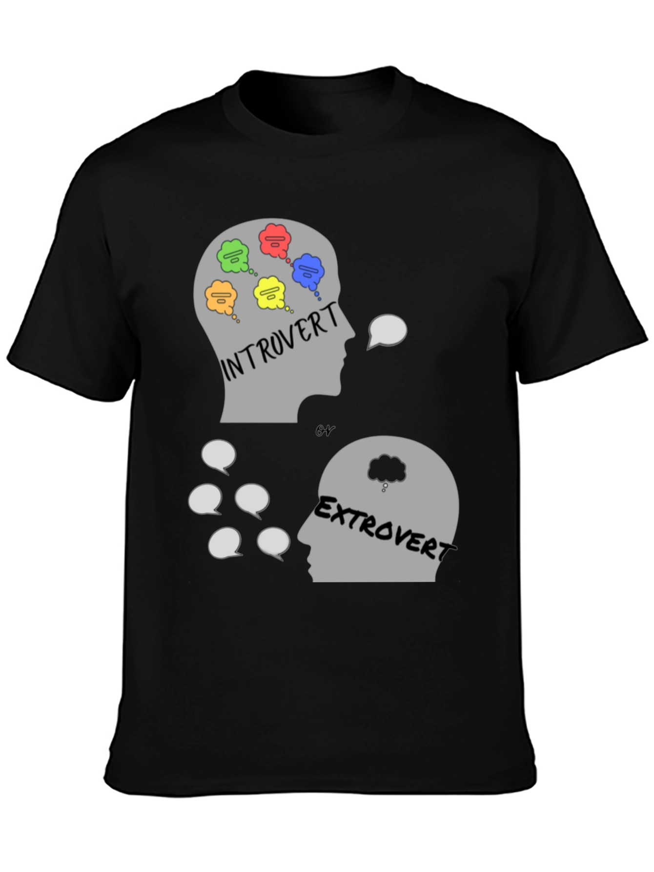 Black Introvert vs. Extrovert Graphic Tee view 3