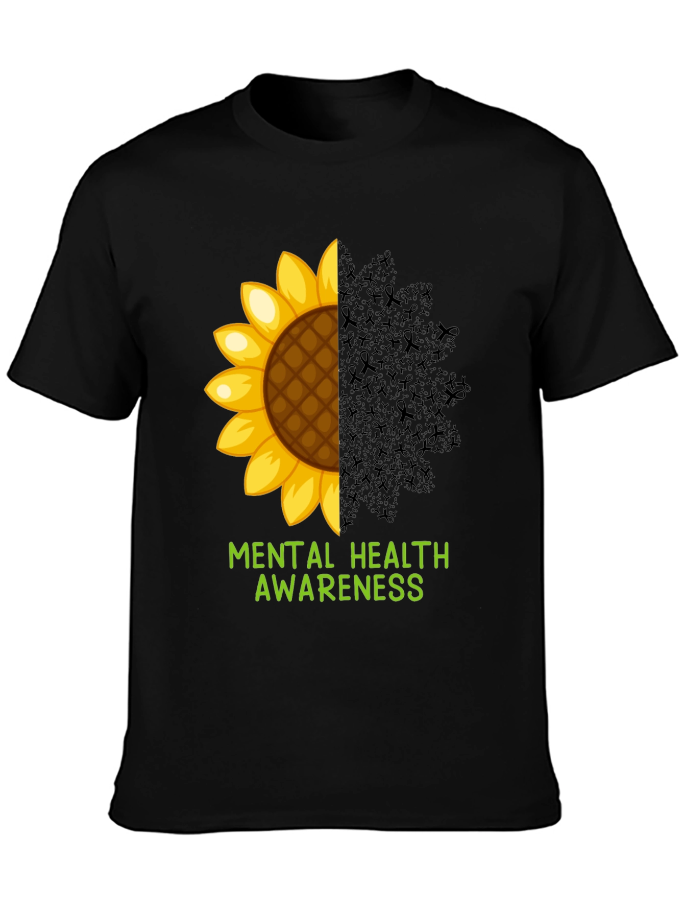 Black Mental Health Awareness Sunflower T-Shirt view 3
