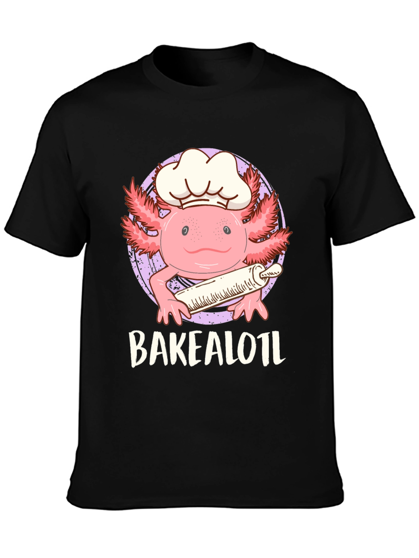 Black Bakealotl Axolotl Chef T-Shirt - Cute Baking Tee view 3