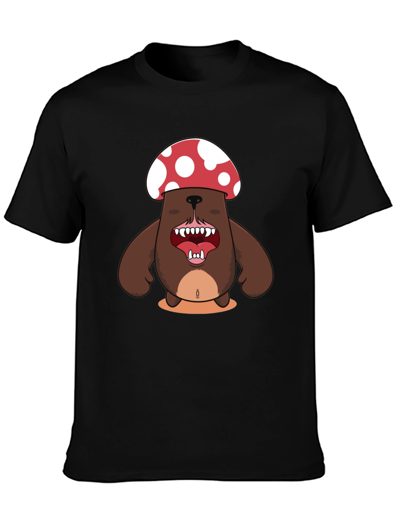 Black Mushroom Bear Graphic Tee - Unique Funny Design view 3