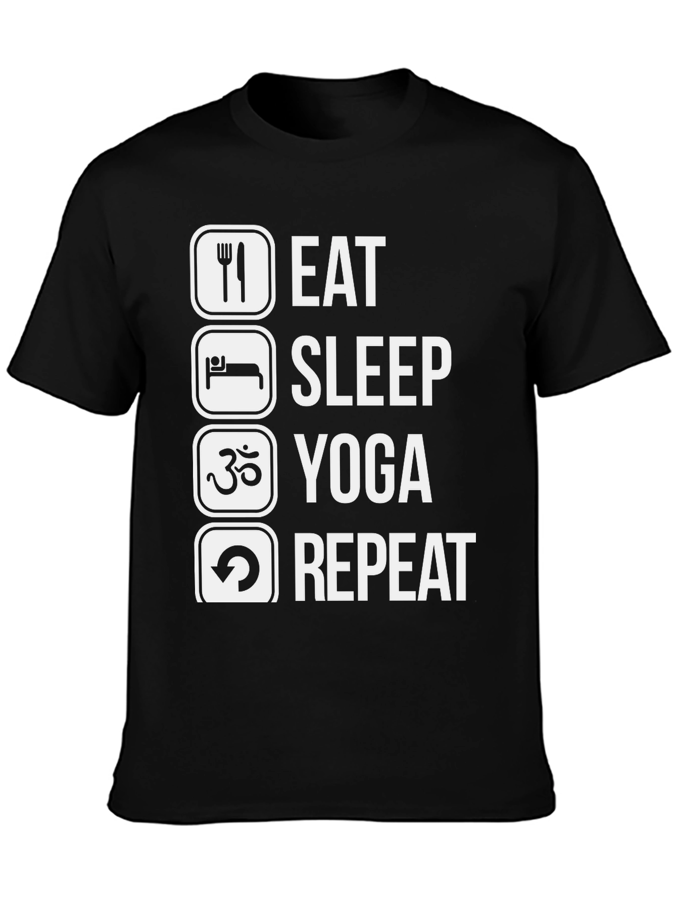 Black Eat Sleep Yoga Repeat Black T-Shirt view 3