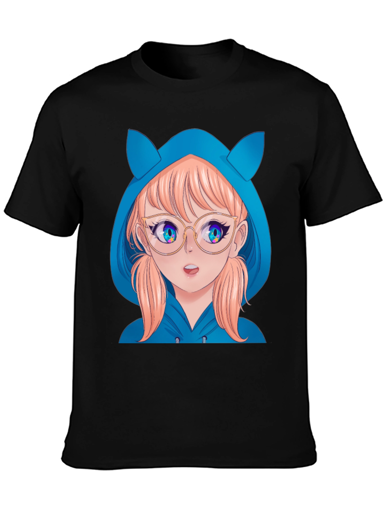 Anime Girl Hoodie T-Shirt - Black - 3