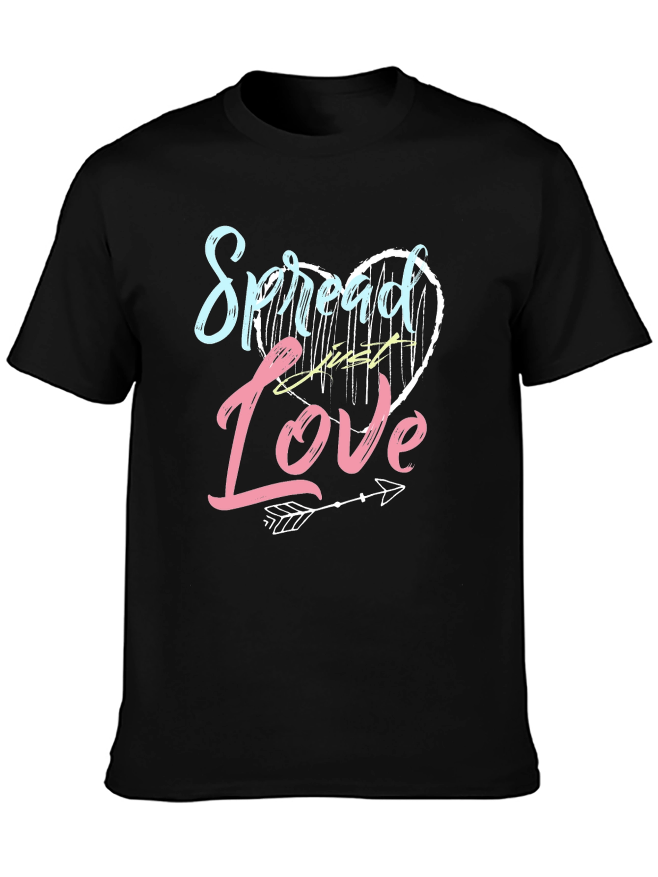 Black Spread Love Graphic T-Shirt - Men's Casual Tee view 3