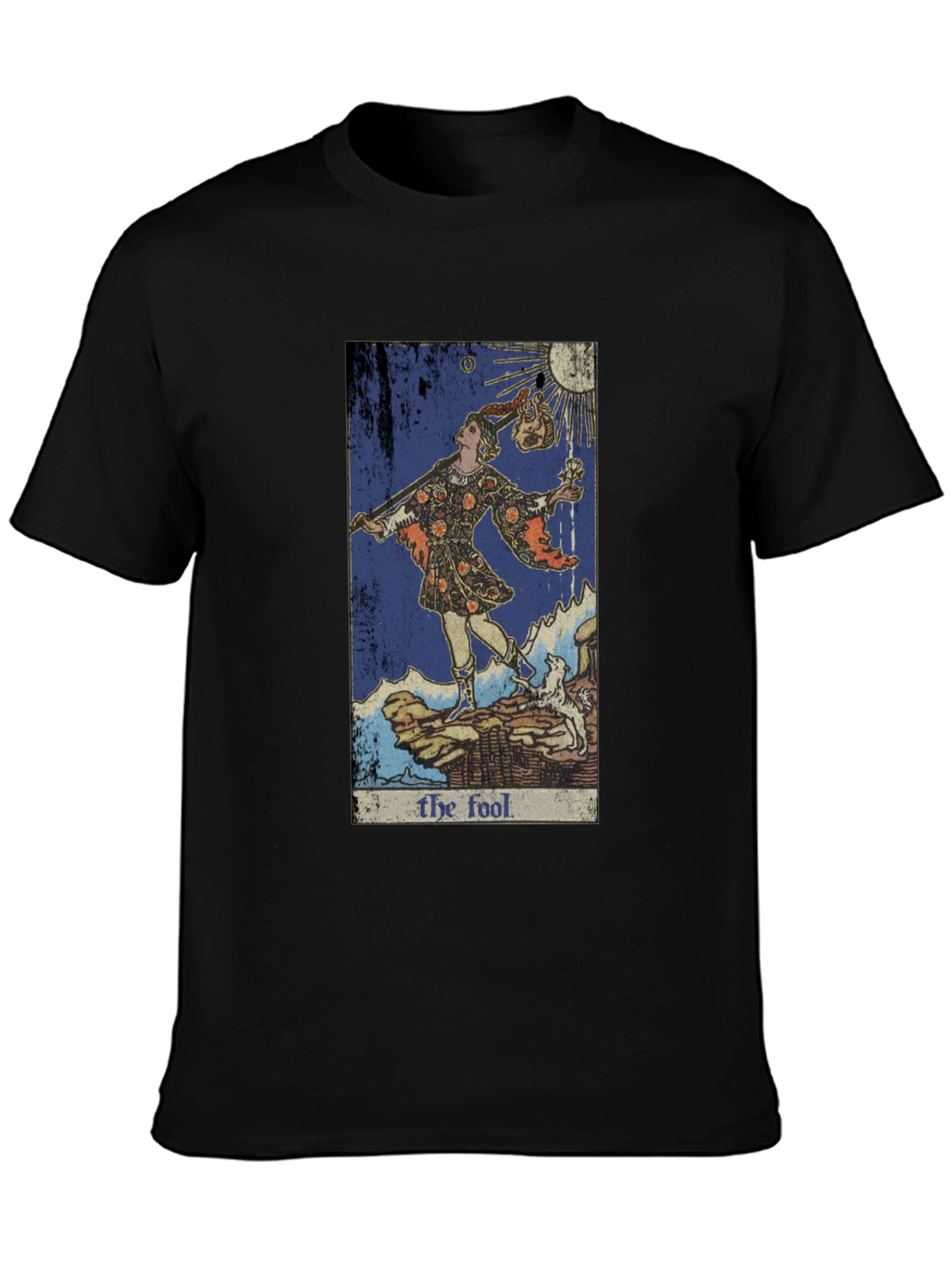 Black The Fool Tarot Card Graphic Tee - Unique Design view 3