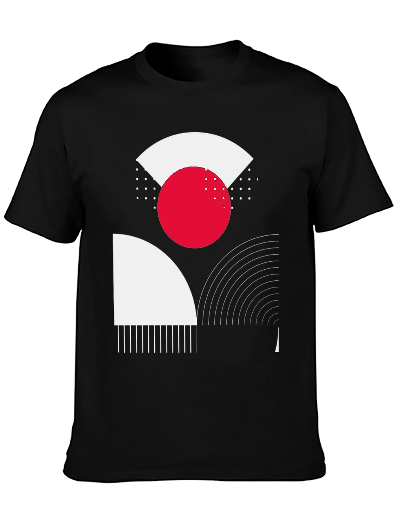 Black Abstract Geometric Graphic Print Black T-Shirt view 3