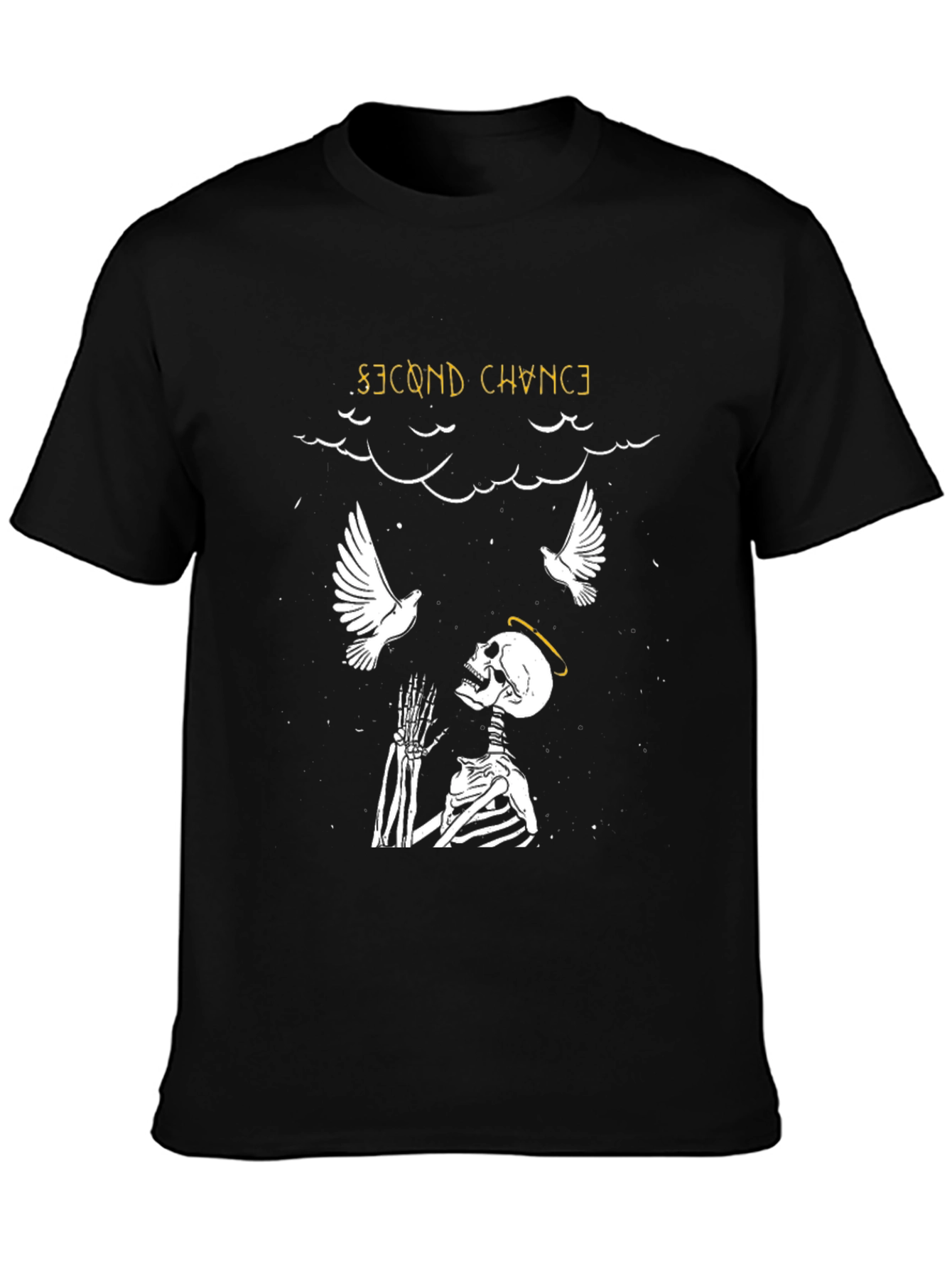 Black Second Chance Skeleton Graphic T-Shirt - Stylish and Unique! view 3