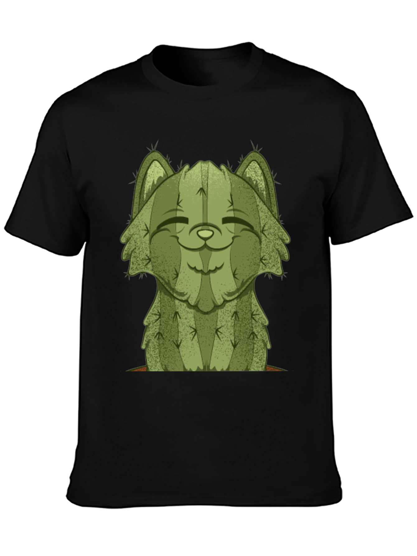 Black Cactus Cat Graphic Tee - Unique Unisex Shirt view 3
