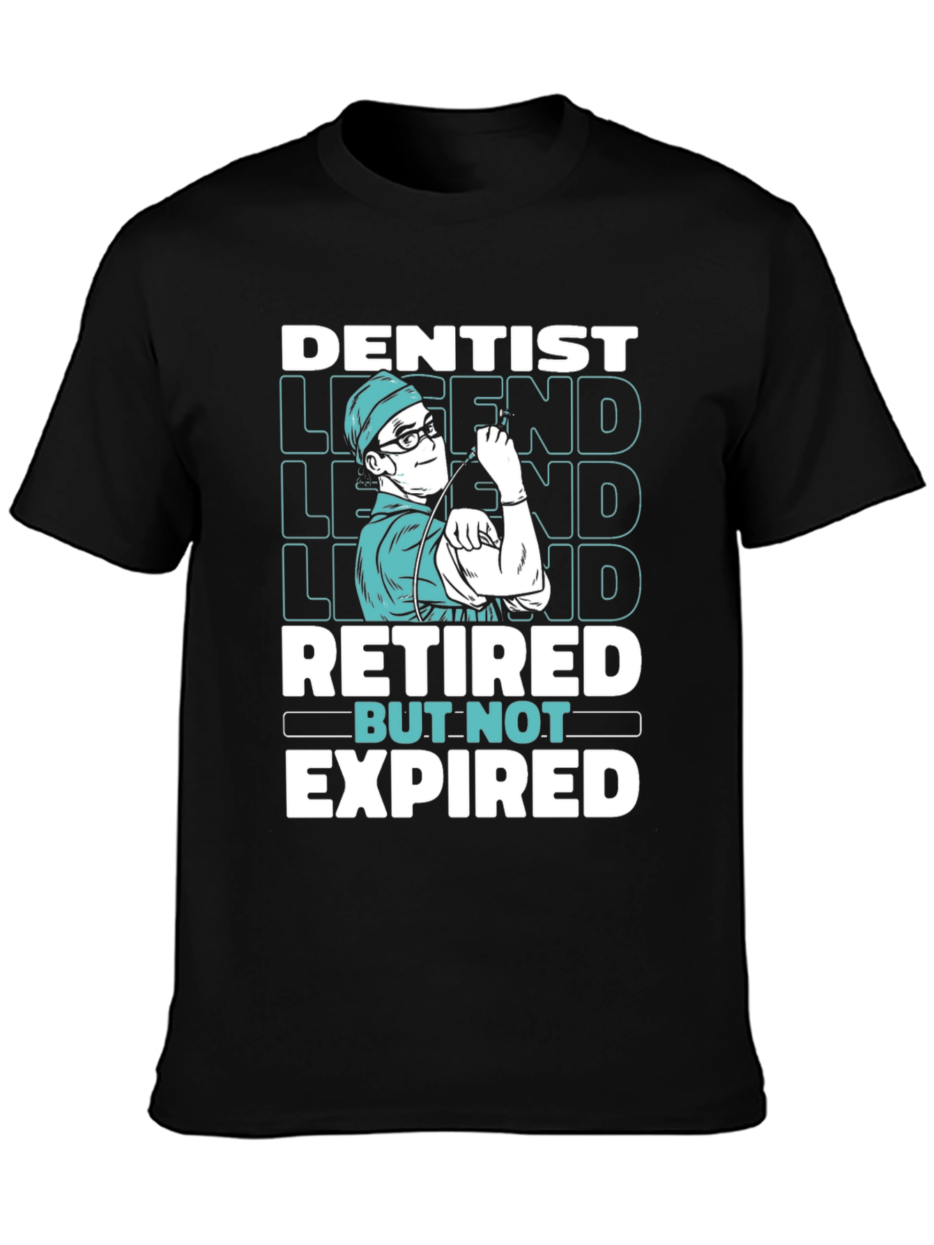 Black Dentist Legend Retired But Not Expired Graphic T-Shirt view 3