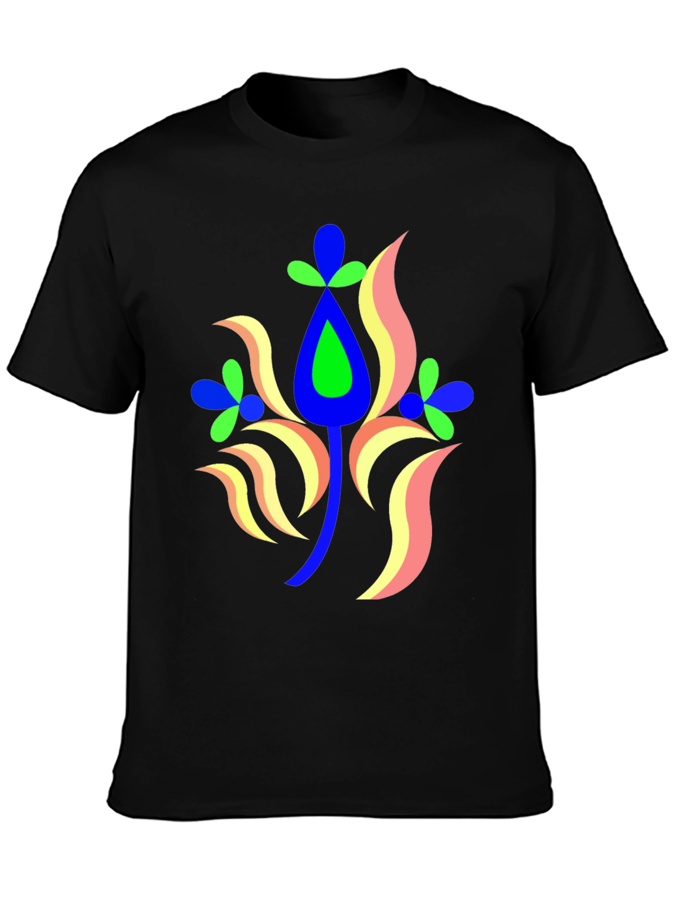 Black Abstract Floral Graphic Tee view 3