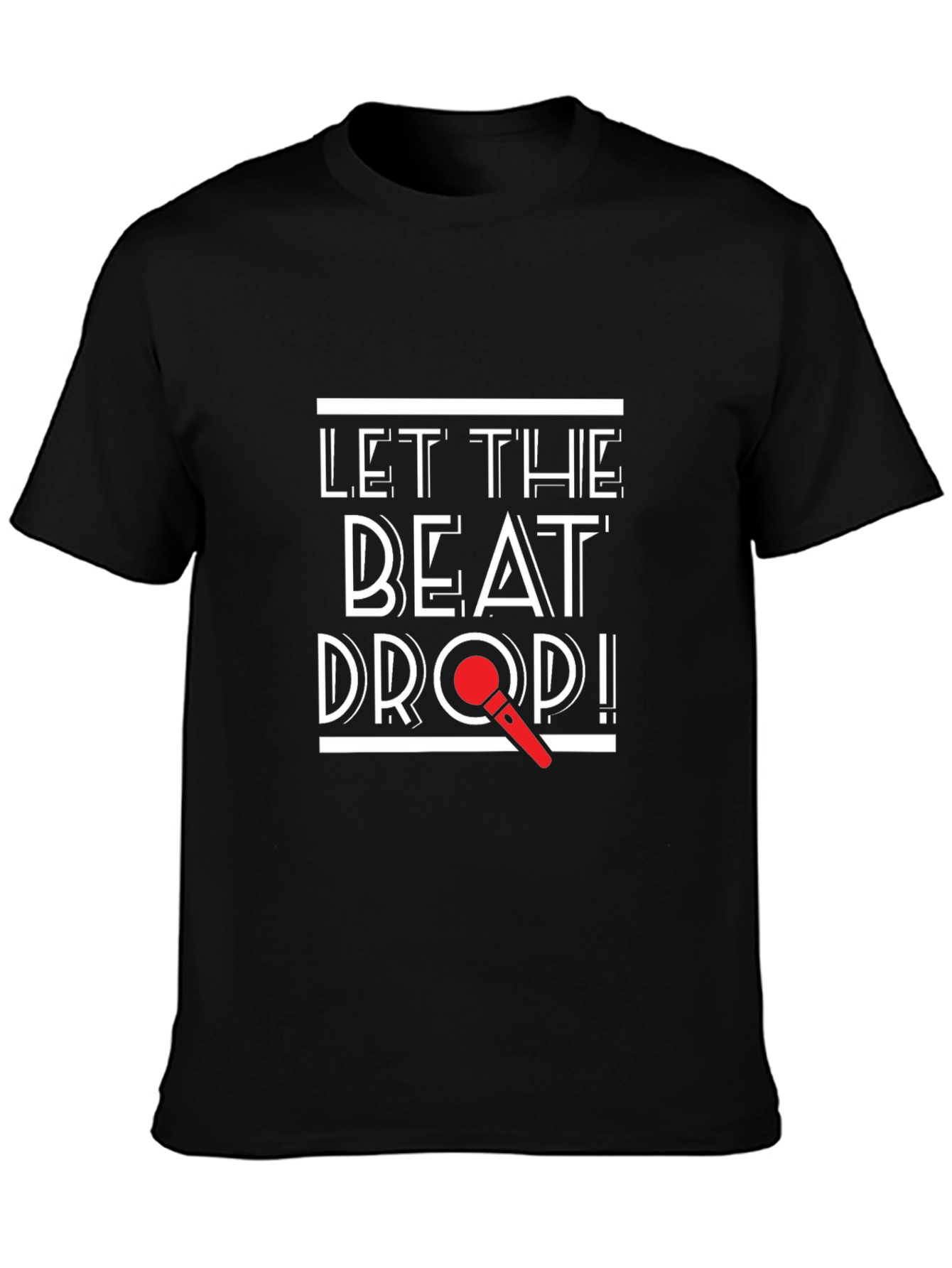 Black Let The Beat Drop! Graphic Black T-Shirt view 3