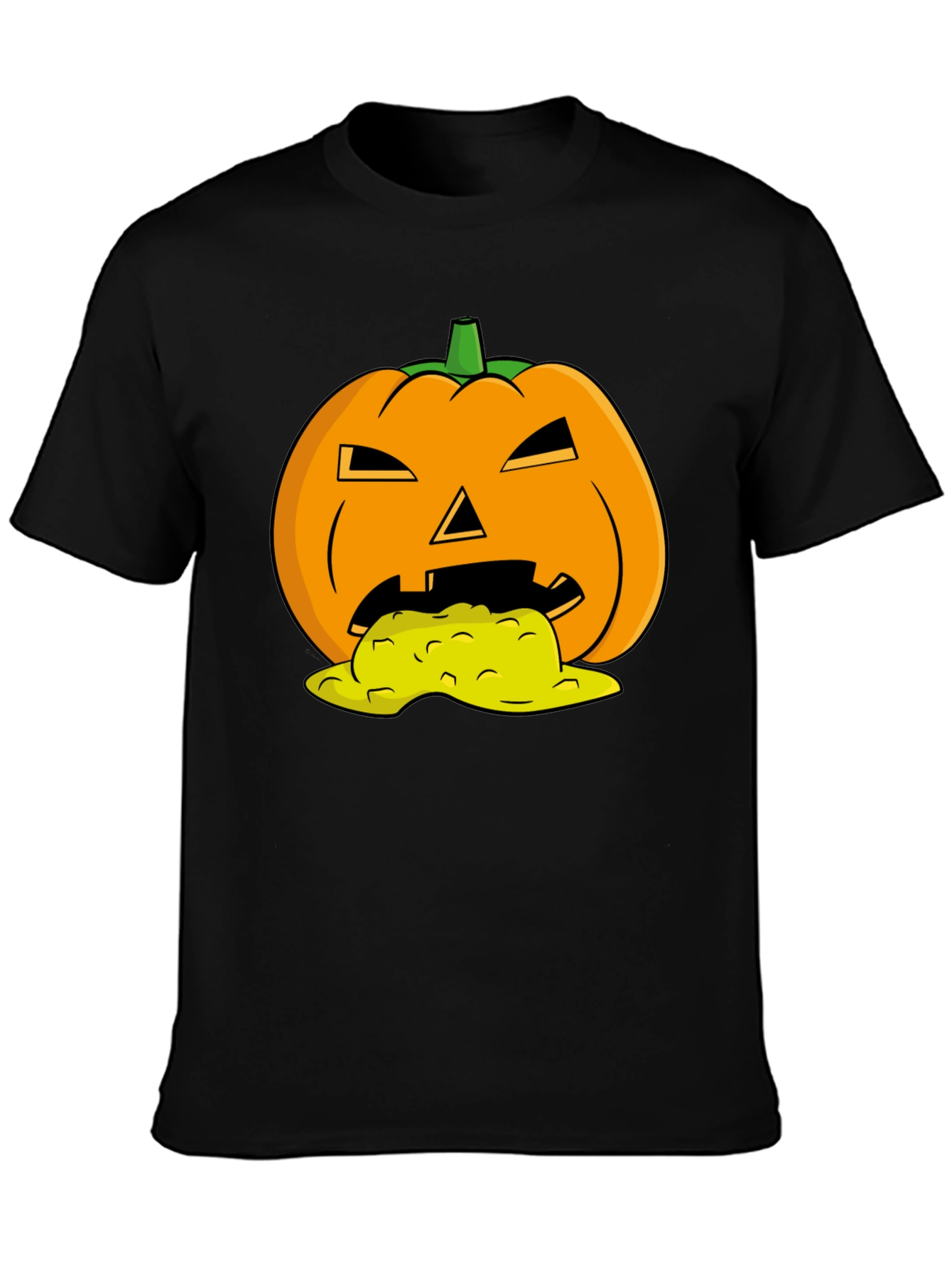 Black Halloween Pumpkin Vomit Graphic Tee - Black view 3