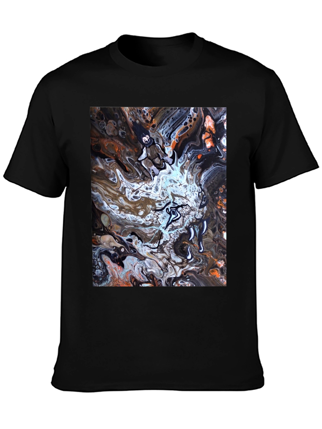 Black Abstract Art Graphic Tee - Black view 3