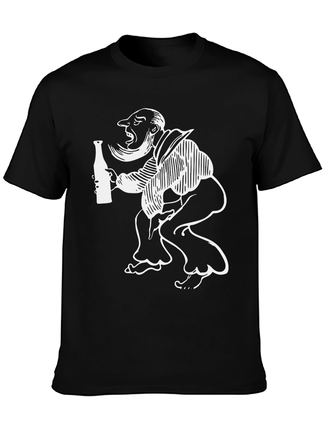 Black Humorous Cartoon Graphic Tee - Black view 3